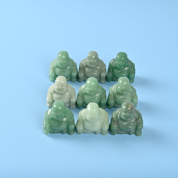 Carved Buddha Crystal Figurine, 1.5 inch, 2 inch Natural Green Aventurine Buddha Gemstone