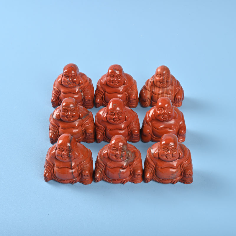 Carved Buddha Crystal Figurine, 1.5 inch, 2 inch Natural Red Jasper Buddha Gemstone