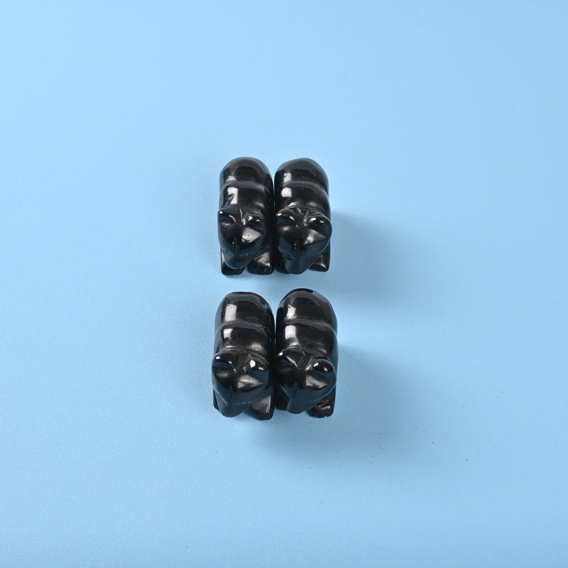 Carved Bear Crystal Figurine, 1.5 inch, 2 inch Natural Black Obsidian Bear Gemstone