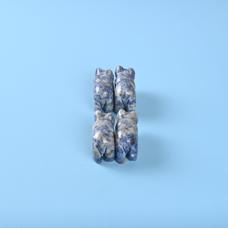 Carved Bear Crystal Figurine, 1.5 inch, 2 inch Natural Blue Spot Jasper Bear Gemstone