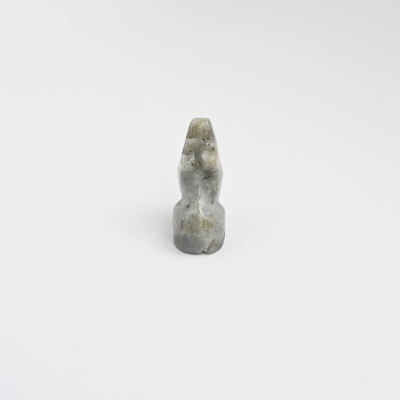 Carved Wolf Crystal Figurine, 2 inch Natural White Labradorite Wolf Gemstone, Wolf Crystal Decor
