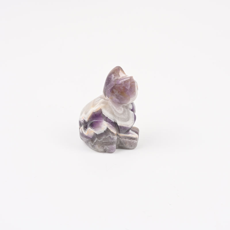 Carved Cat Crystal Figurine, 1.5 inch, 2 inch Natural Amethyst Cat Gemstone