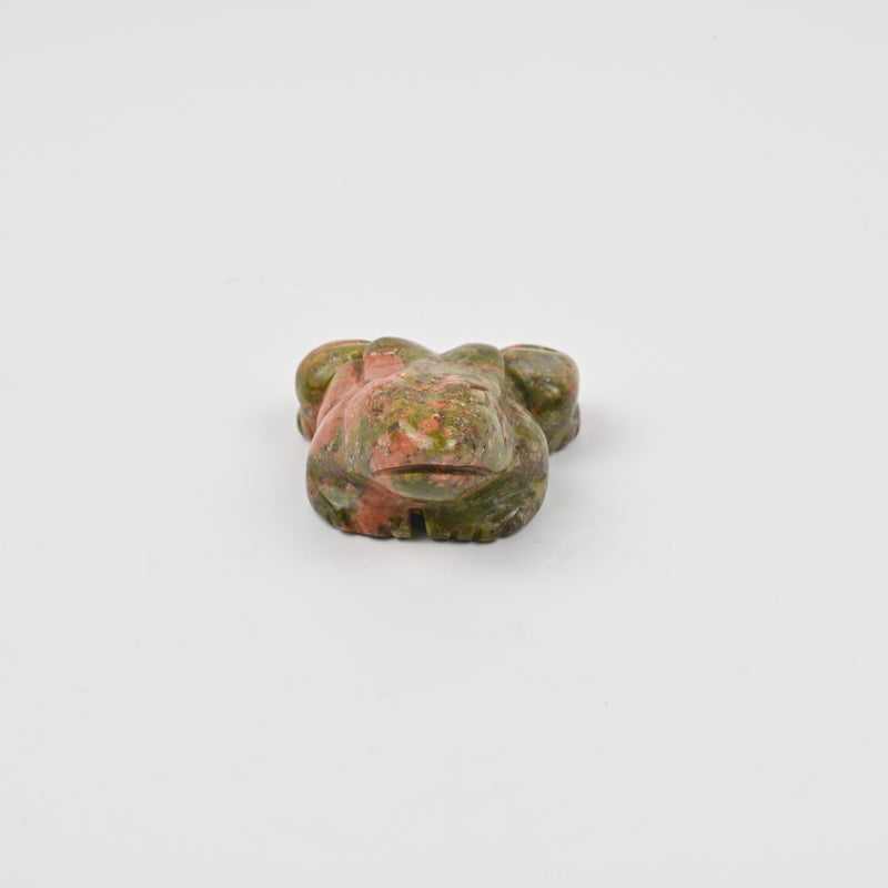 Carved Frog Crystal Figurine, 1.5 inch Natural Unakite Frog Gemstone, Frog Crystal Decor
