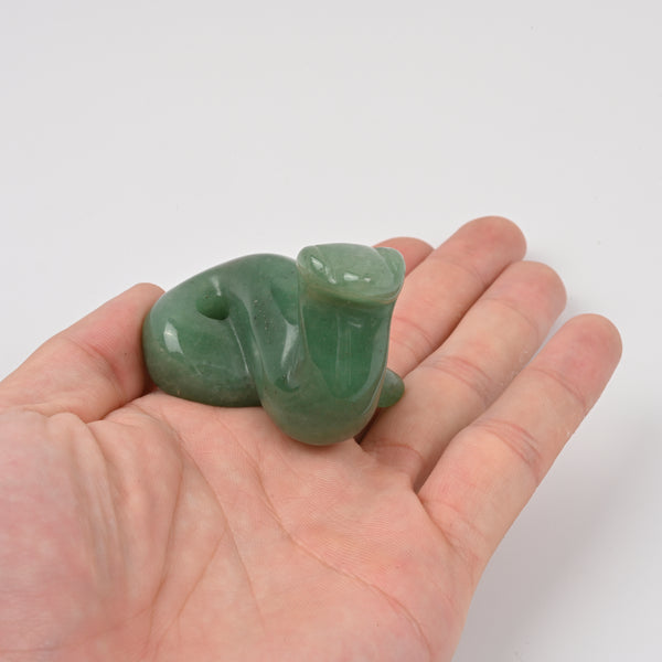 Carved Snake Crystal Figurine, 2 inch Natural Green Aventurine Snake Gemstone