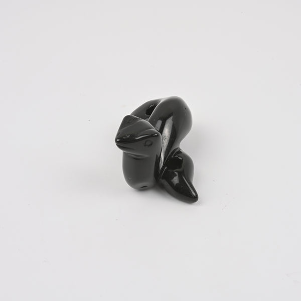 Carved Snake Crystal Figurine, 2 inch Natural Black Obsidian Snake Gemstone