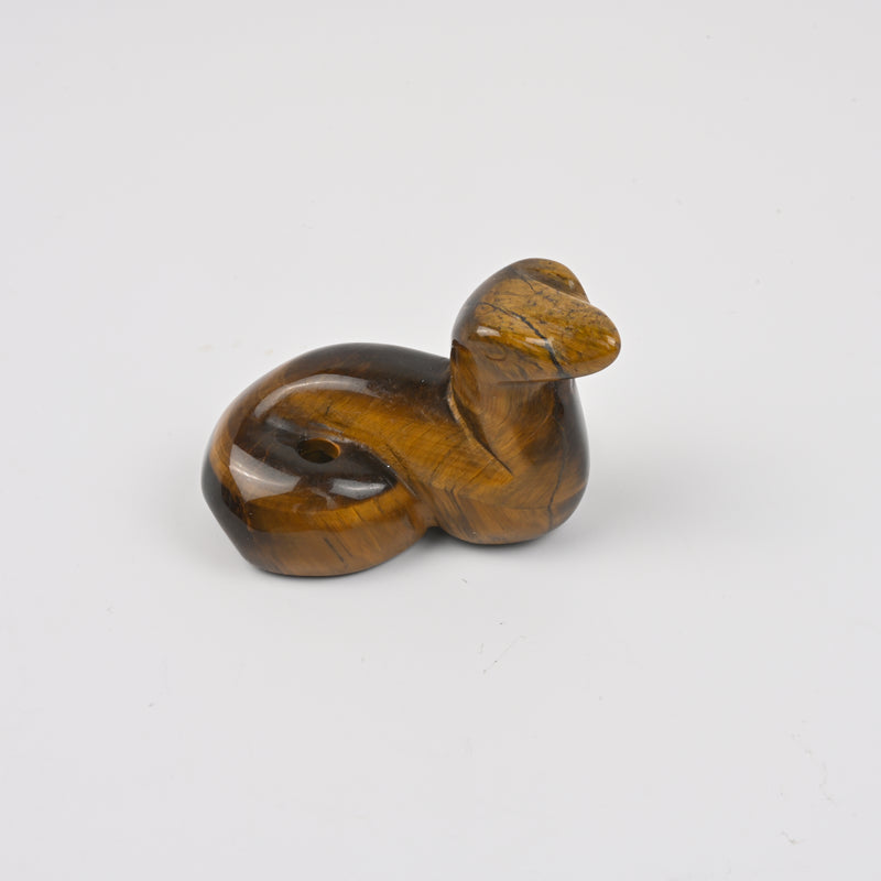Carved Snake Crystal Figurine, 2 inch Natural Yellow Tiger Eye Snake Gemstone