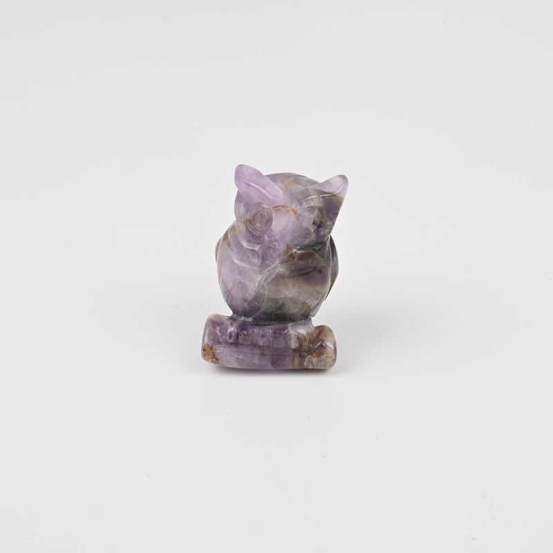 Handcraft Carved Owl Crystal Figurine, 1.5 inch, 2 inch Natural Amethyst Owl Gemstone