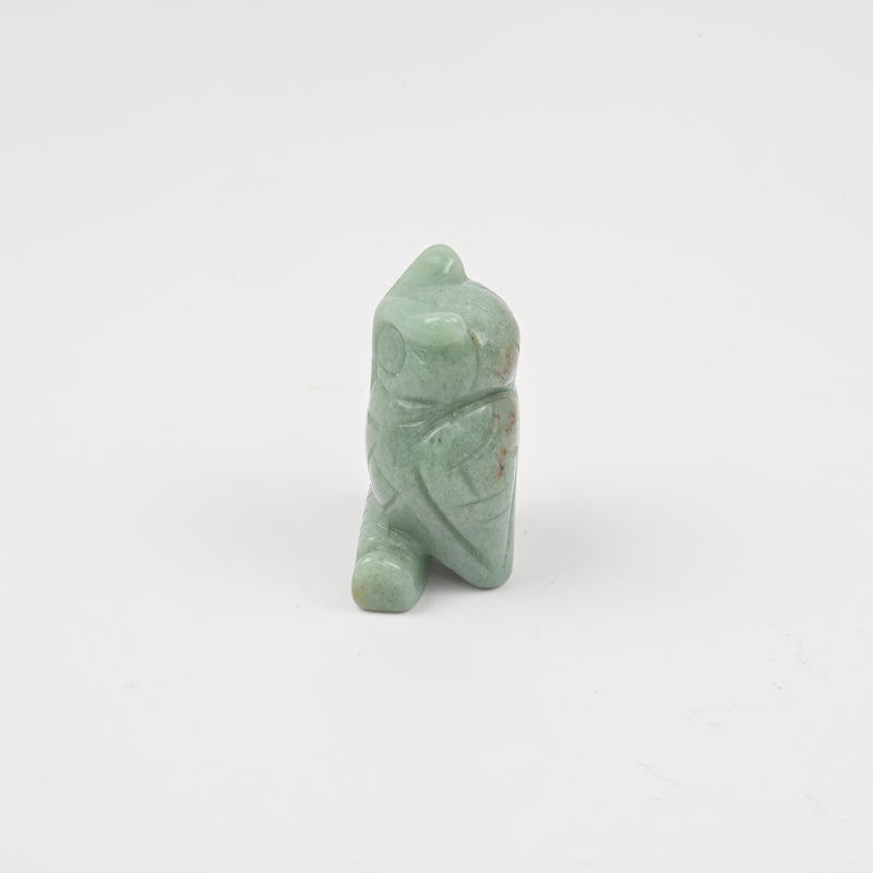 Handcraft Carved Natural Green Aventurine Owl Crystal Figurine, 1.5 inch, 2 inch Owl Gemstone
