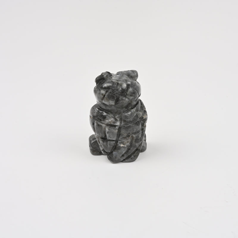 Handcraft Carved Natural Larvikite Labradorite Owl Crystal Figurine, 1.5 inch, 2 inch Owl Gemstone