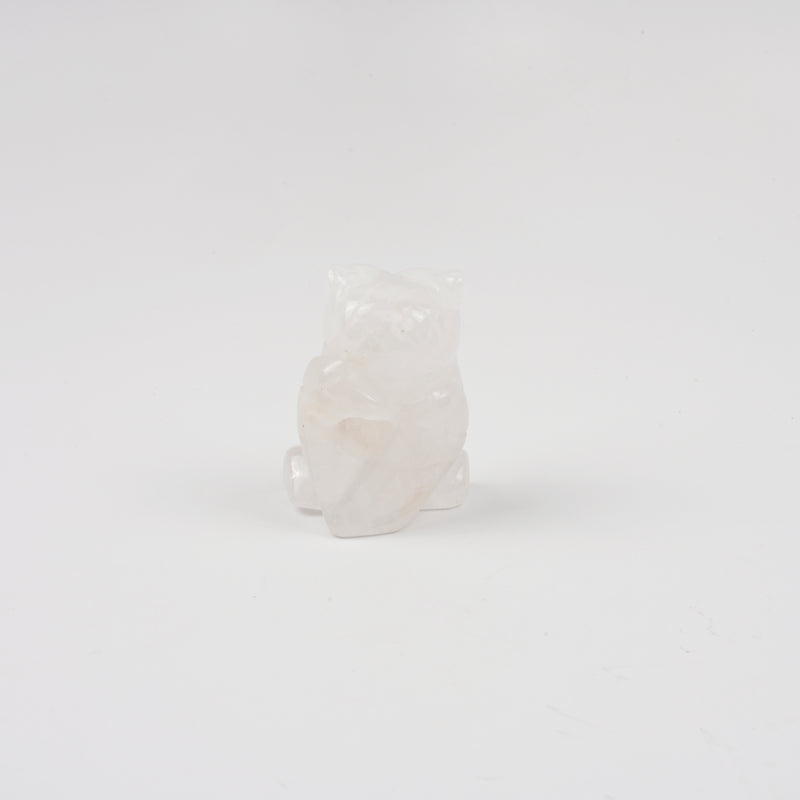 Handcraft Natural Clear Quartz Carved Owl Crystal Figurine, 1.5 inch, 2 inch Owl Gemstone