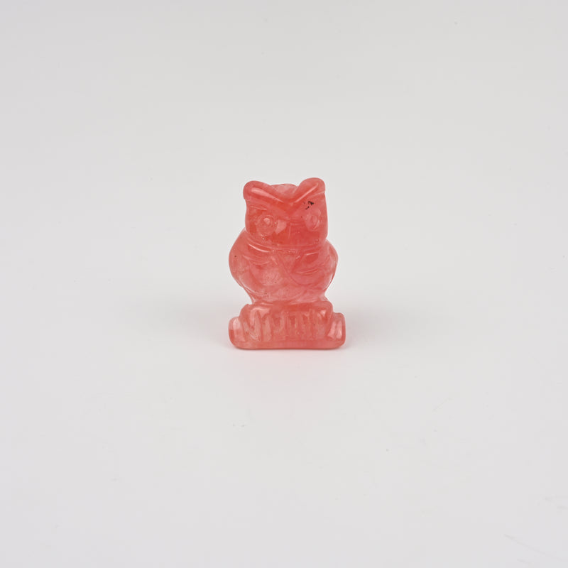 Handcraft Carved Owl Crystal Figurine, 1.5 inch, 2 inch Cherry Quartz Owl Gemstone