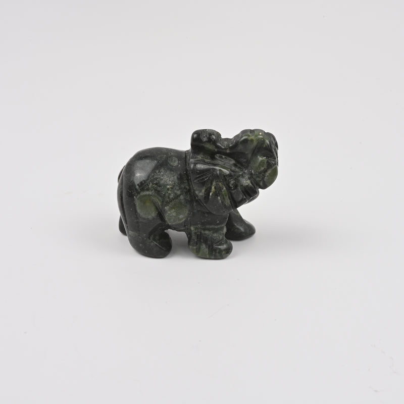 Carved Elephant Crystal Figurine, 1.5 inch, 2 inch Natural Kambaba Jasper Elephant Gemstone