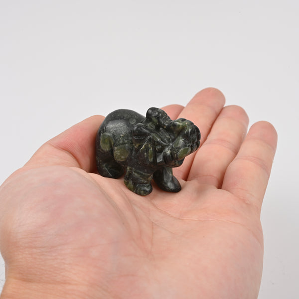 Carved Elephant Crystal Figurine, 1.5 inch, 2 inch Natural Kambaba Jasper Elephant Gemstone