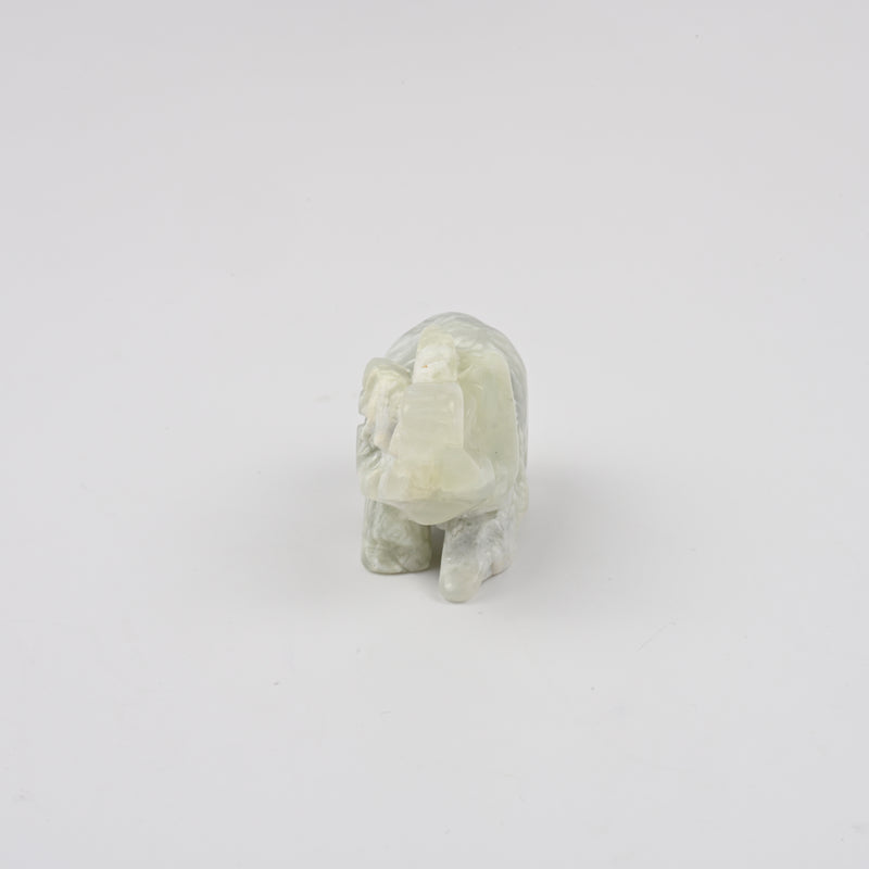 Carved Elephant Crystal Figurine, 1.5 inch, 2 inch Natural New Jade Elephant Gemstone