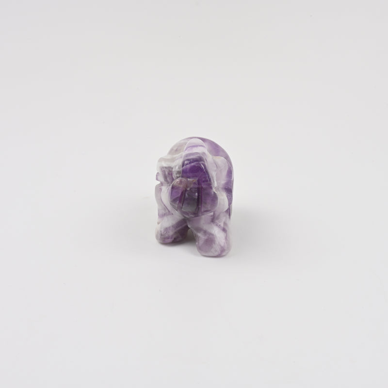 Carved Elephant Crystal Figurine, 1.5 inch, 2 inch Natural Amethyst Elephant Gemstone