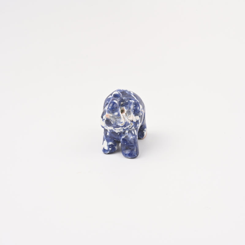 Carved Elephant Crystal Figurine, 1.5 inch, 2 inch Natural Sodalite Elephant Gemstone