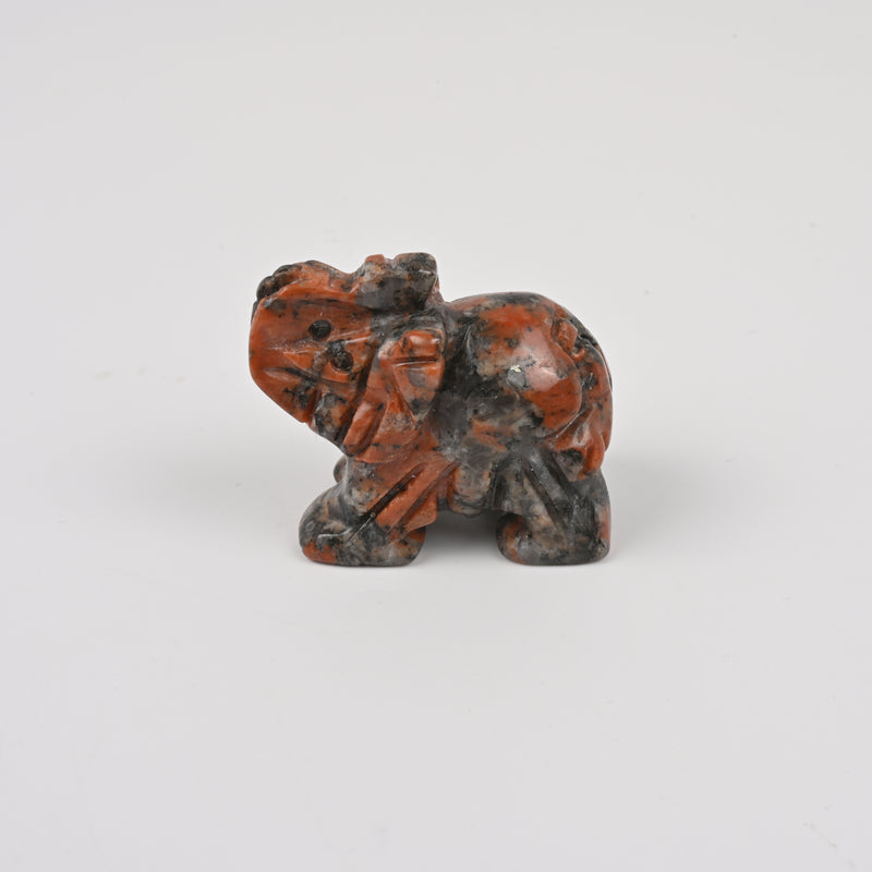 Carved Elephant Crystal Figurine, 1.5 inch, 2 inch Natural Red Labradorite Elephant Gemstone