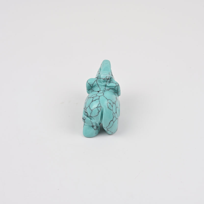 Carved Elephant Crystal Figurine, 1.5 inch, 2 inch Green Howlite Turquoise Elephant Gemstone