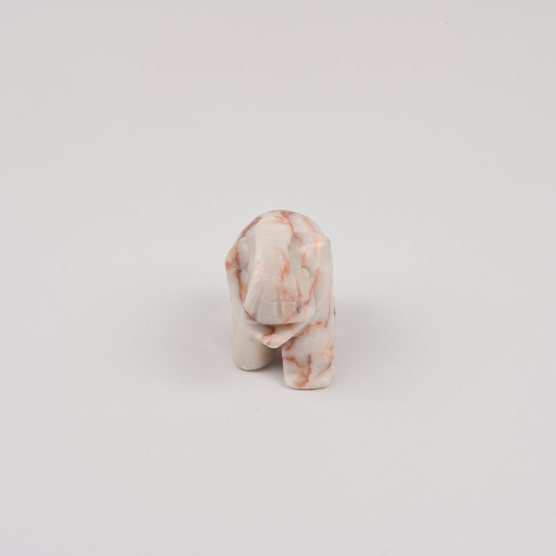 Carved Elephant Crystal Figurine, 1.5 inch, 2 inch Natural Red Net Jasper Elephant Gemstone