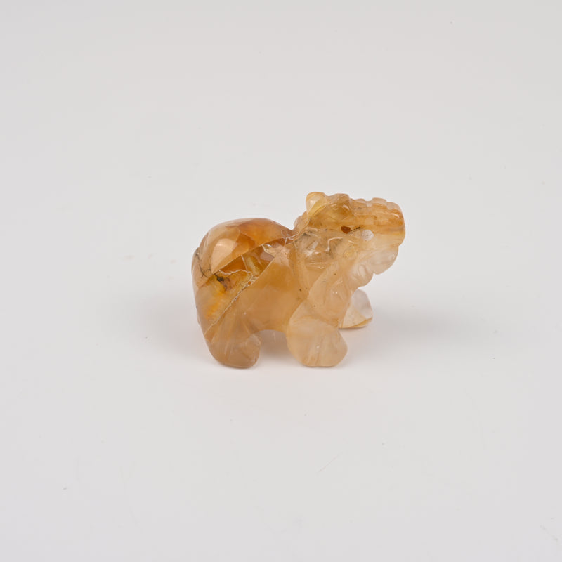 Carved Elephant Crystal Figurine, 1.5 inch Natural Yellow Gum Crystal Elephant Gemstone