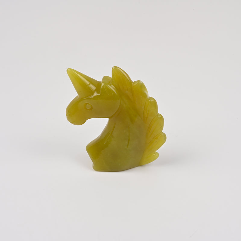 Carved Unicorn Figurine, 2 inch Natural South Jade Unicorn Gemstone, Unicorn Crystal Decor
