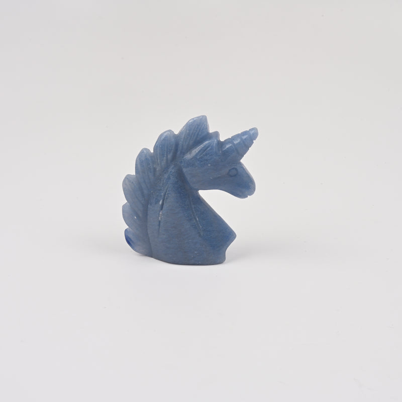 Carved Unicorn Figurine, 2 inch Natural Blue Aventurine Unicorn Gemstone, Unicorn Crystal Decor