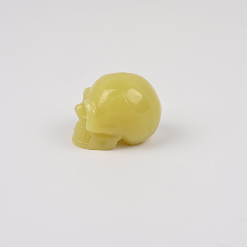 Carved Skull Crystal Figurine, 1.5 inch Natural Lemon Jade Skull Gemstone