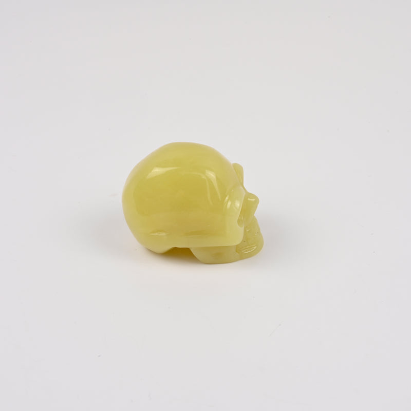 Carved Skull Crystal Figurine, 1.5 inch Natural Lemon Jade Skull Gemstone