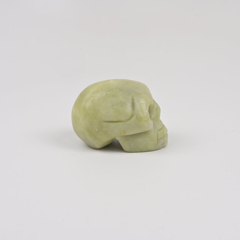 Carved Skull Crystal Figurine, 2 inch Natural New Jade Skull Gemstone