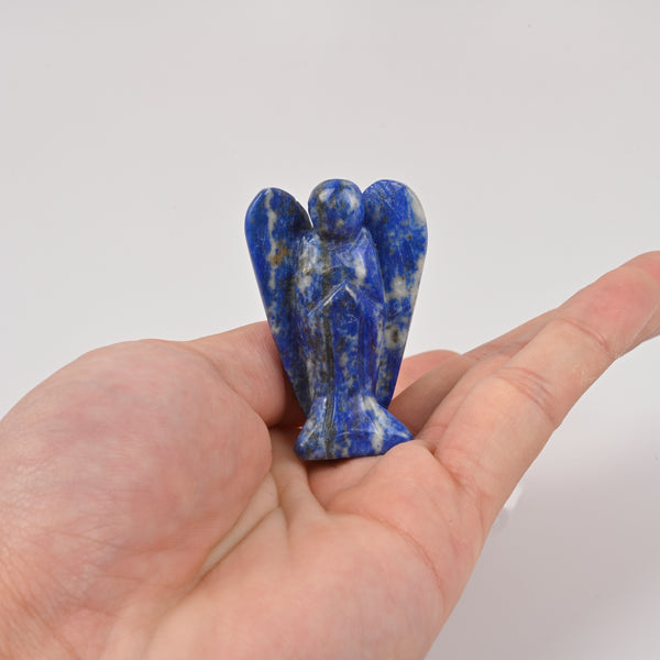 Handcraft Carved Lapis Lazuli Angel Crystal Figurine, 2 inch Angel Gemstone