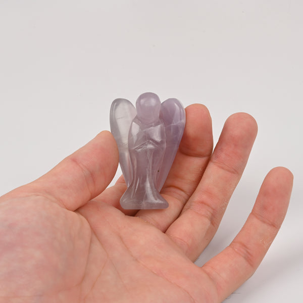 Handcraft Carved Fluorite Angel Crystal Figurine, 2 inch Angel Gemstone