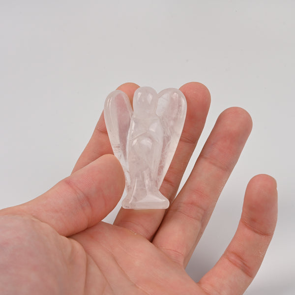 Handcraft Carved Clear Quartz Angel Crystal Figurine, 1.5 inch, 2 inch Angel Gemstone