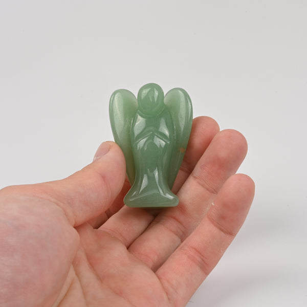 Handcraft Carved Green Aventurine Angel Crystal Figurine, 2 inch Angel Gemstone