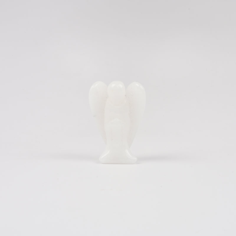Handcraft Carved White Jade Angel Crystal Figurine, 2 inch Angel Gemstone