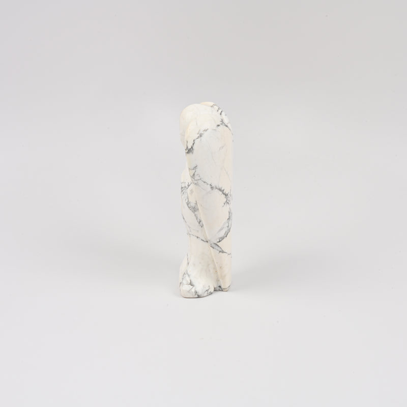Handcraft Carved White Howlite Angel Crystal Figurine, 3 inch, 4 inch Angel Gemstone