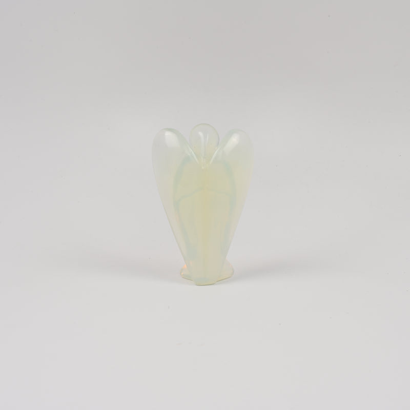 Handcraft Carved Opalite Angel Crystal Figurine, 3 inch Angel Gemstone
