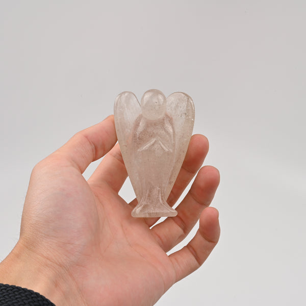 Handcraft Carved Clear Quartz Angel Crystal Figurine, 3 inch Angel Gemstone