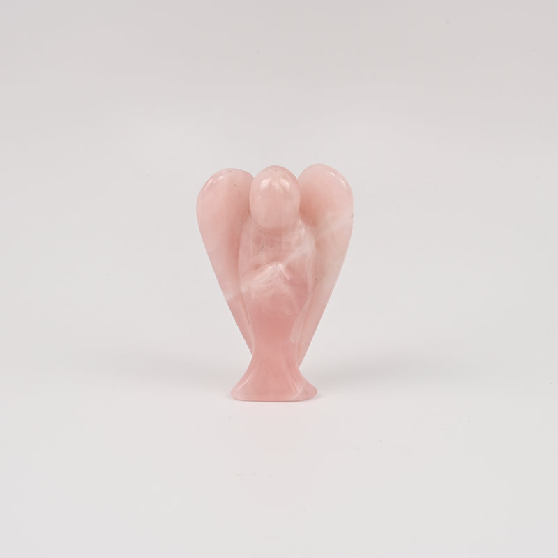 Handcraft Carved Rose Quartz Angel Crystal Figurine, 3 inch Angel Gemstone