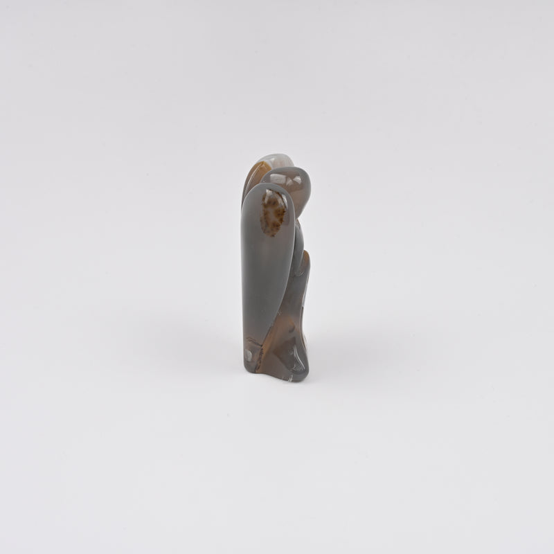 Handcraft Carved Gray Agate Angel Crystal Figurine, 1.5 inch, 2 inch Angel Gemstone