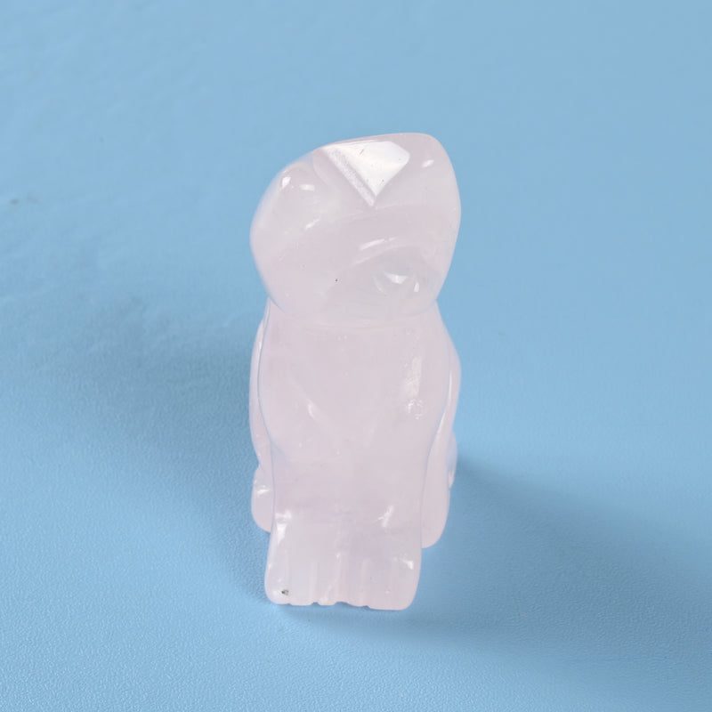Carved Cat Crystal Figurine, 1.5 inch, 2 inch Natural Rose Quartz Cat Gemstone