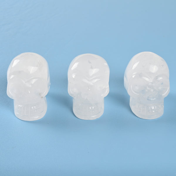 Carved Skull Crystal Figurine, 1.5 inch, 2 inch Natural Clear Quartz Skull Gemstone