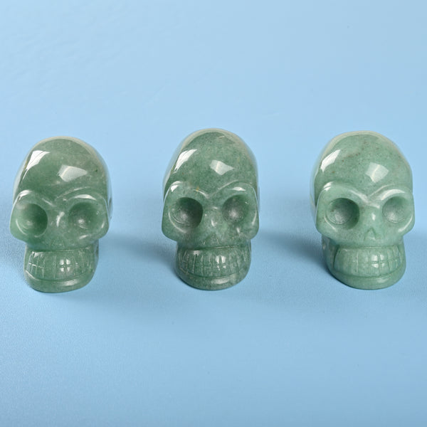 Carved Skull Crystal Figurine, 1.5 inch, 2 inch Natural Green Aventurine Skull Gemstone