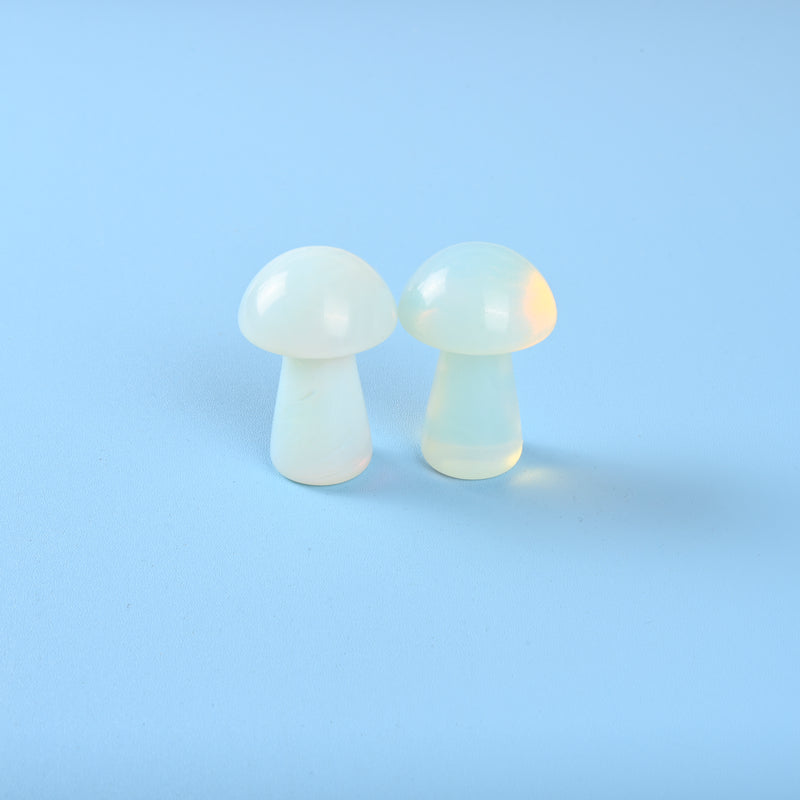 Carved Mushroom Crystal Figurine, 2 inch Opalite Mushroom Gemstone