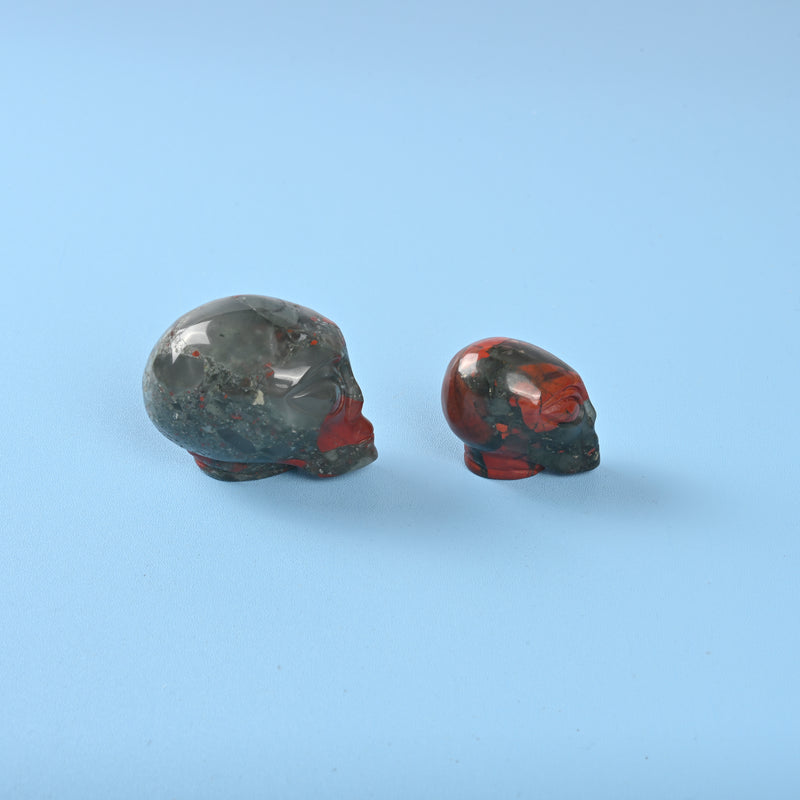 Carved Alien Head Crystal Figurine, 1.5 inch, 2 inch Natural African Bloodstone Alien Gemstone