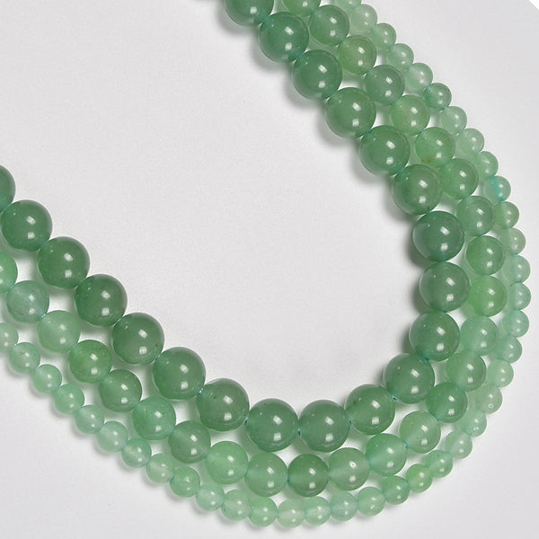 Natural Green Aventurine Smooth Round Loose Beads 4mm-12mm - 15.5" Strand