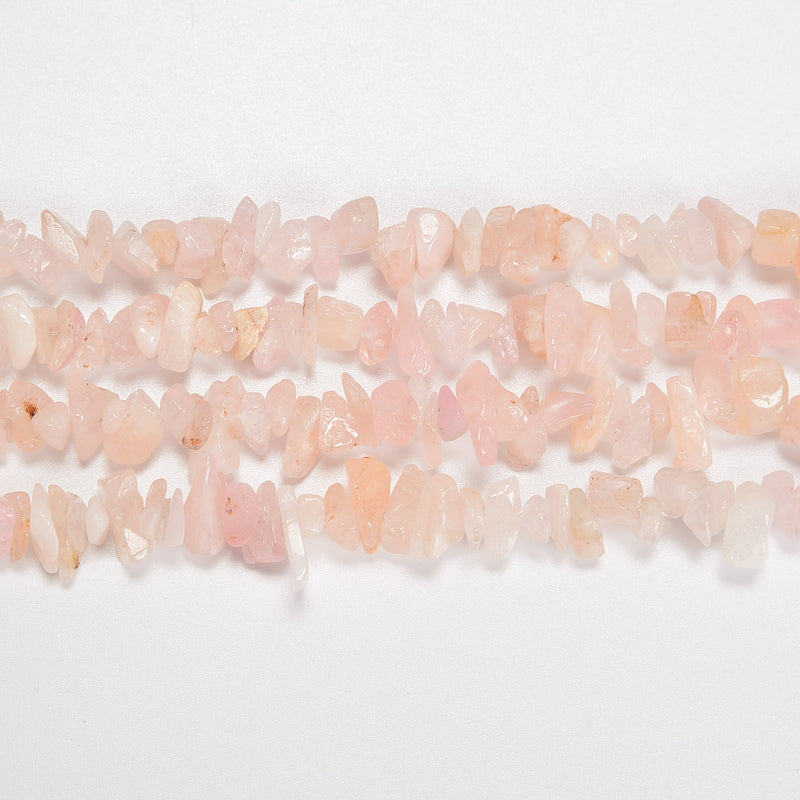 Pink Morganite Smooth Loose Chips Beads 7-8mm - 34" Strand