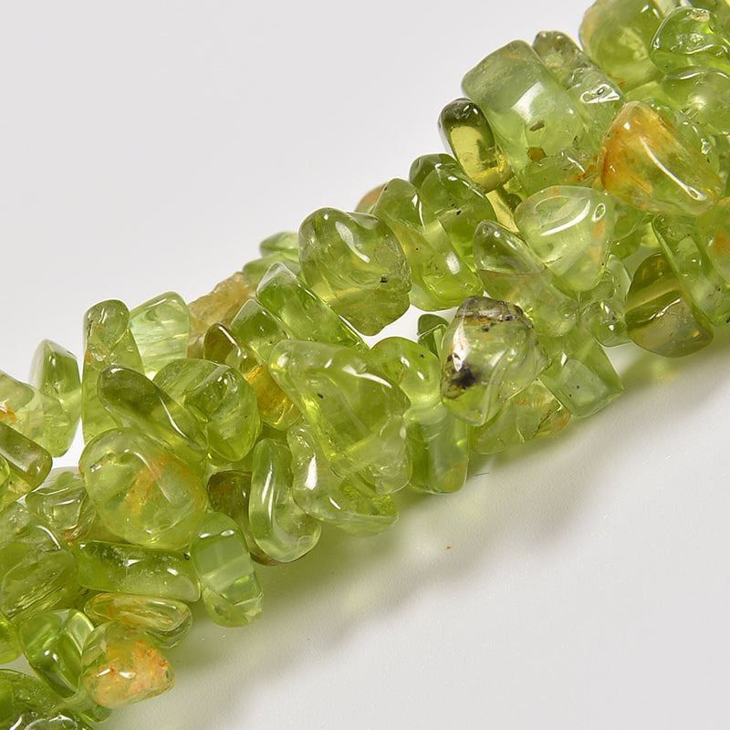 Peridot Smooth Loose Chips Beads 7-8mm - 34" Strand