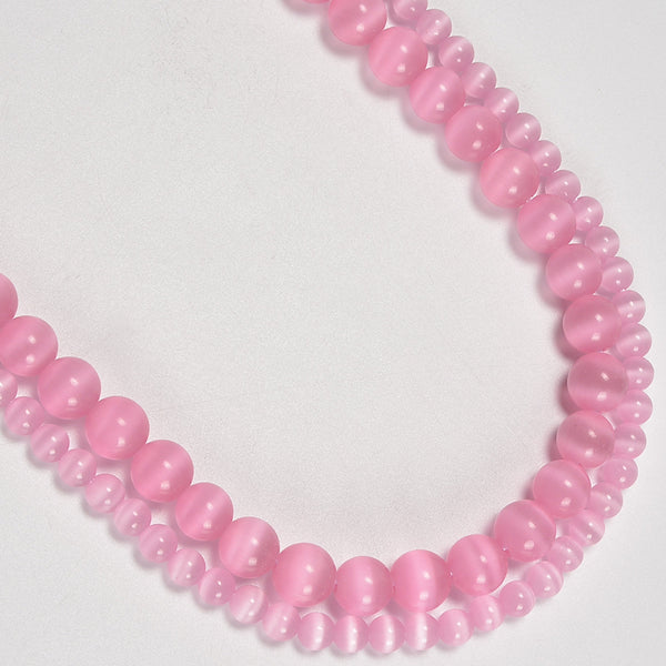 Light Pink Cat's Eye Smooth Round Loose Beads 6mm-10mm - 15" Strand
