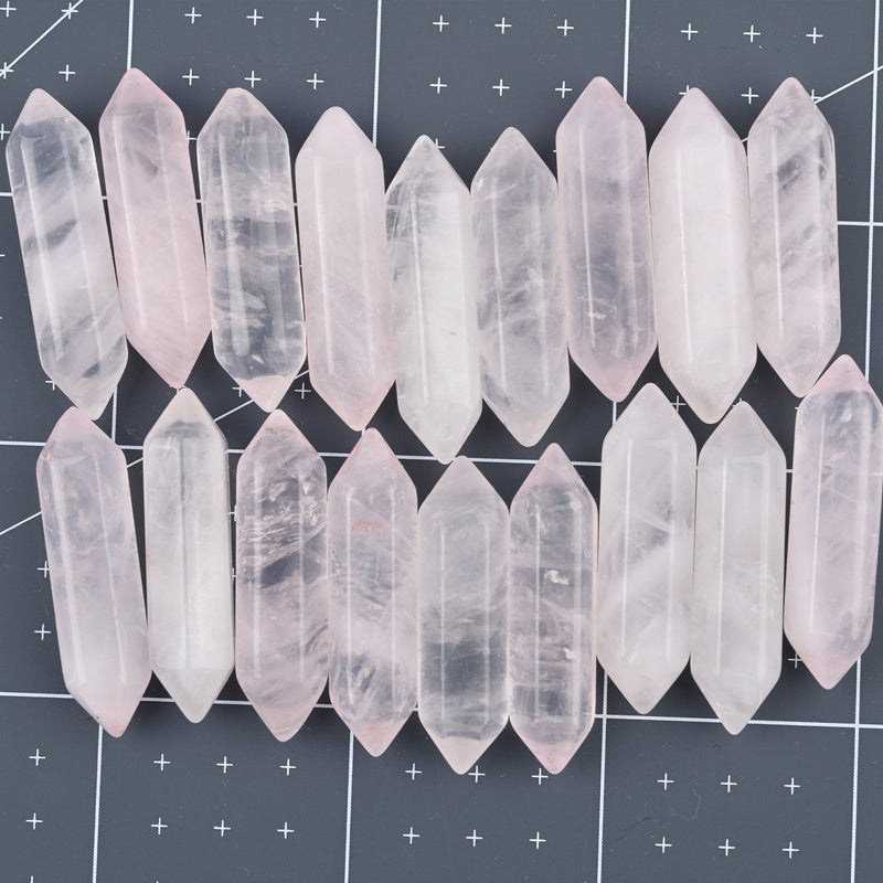 5 pieces of Random Rose Quartz Points Crytal, No Hole, Undrilled Natural Rose Quartz Double Pointed Gemstone, For Wrapped Pendants Making.