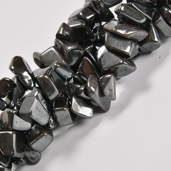 Gray Hematite Smooth Loose Chips Beads 7-8mm - 34" Strand